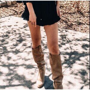 Michael Kors Leather Wystan Slouchy Suede Knee High Boots Womens Size 7M Boho